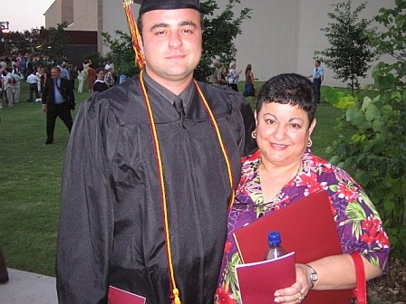 Cathy Habib-Park and son, Matt Park at his graduation from Texas State University